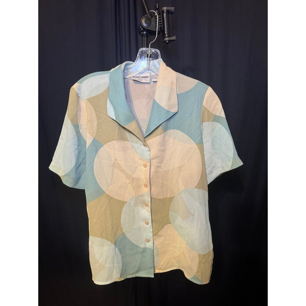 Vintage Alfred Dunner Pastel Abstract Button Front Blouse